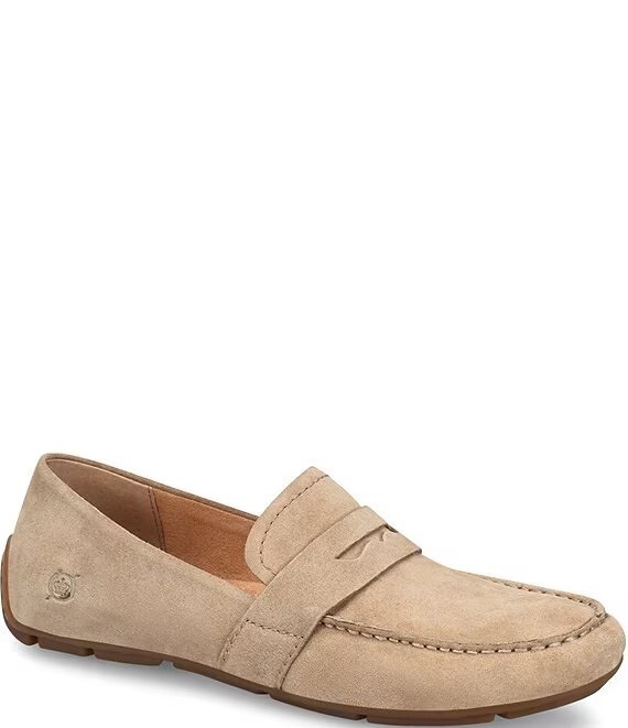 Born Melinda Women’s Loafers Taupe Suede Comfort Slip-On Shoes