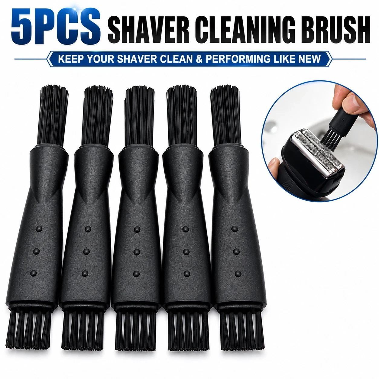 5Pcs Man Shaver Razor Brush Hair Remover Cleaning Replacement Head Hair Shaving