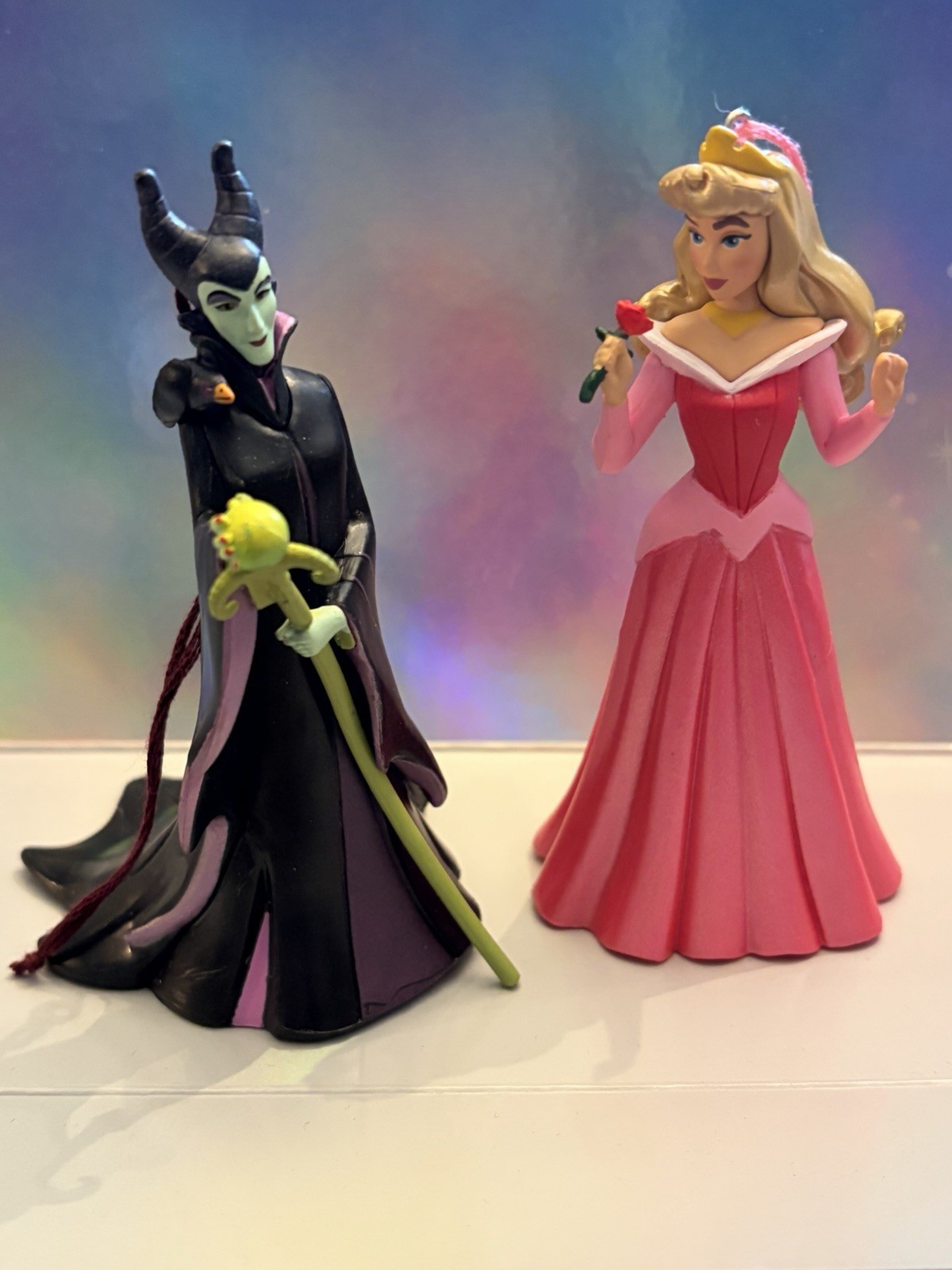 Disney Aurora and Maleficent From Sleeping Beauty Christmas Ornament Set