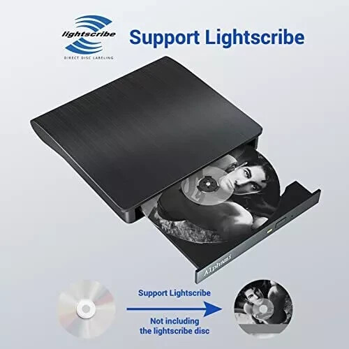 External USB CD/DVD Burner Lightscribe Label Writer for HP Dell Lenovo Mac/PC External USB CD/DVD Burner Lightscribe Label Writer for HP Dell Lenovo Mac/PC
