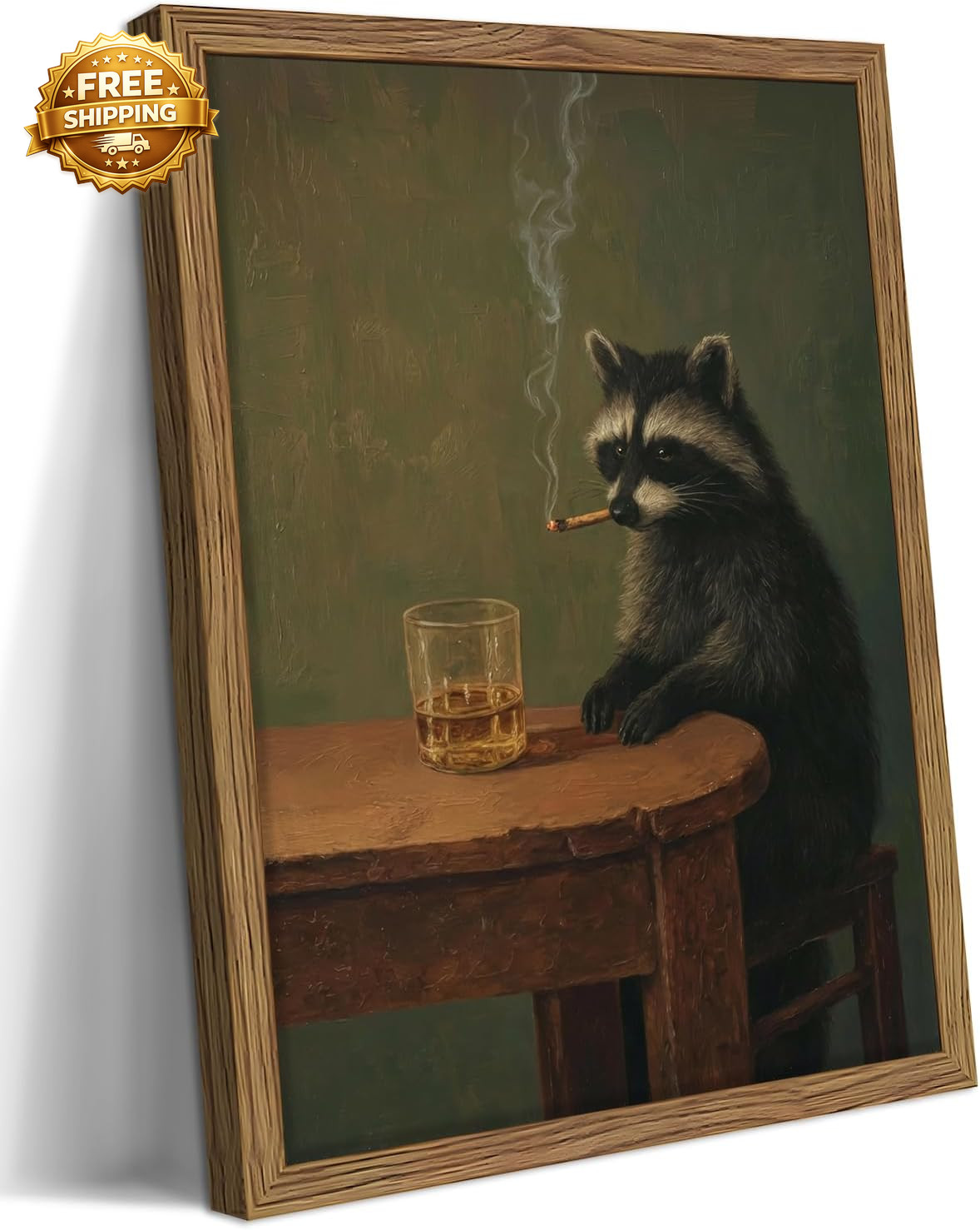 Framed Vintage Raccoon Wall Art Moody Raccoon Canvas Prints Funny Dark Academia