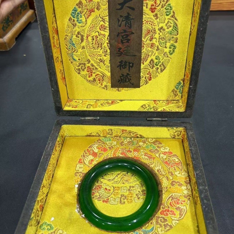 Imperial Green Jadeite Bangle With Box High Ice Vintage Jade Bracelet china