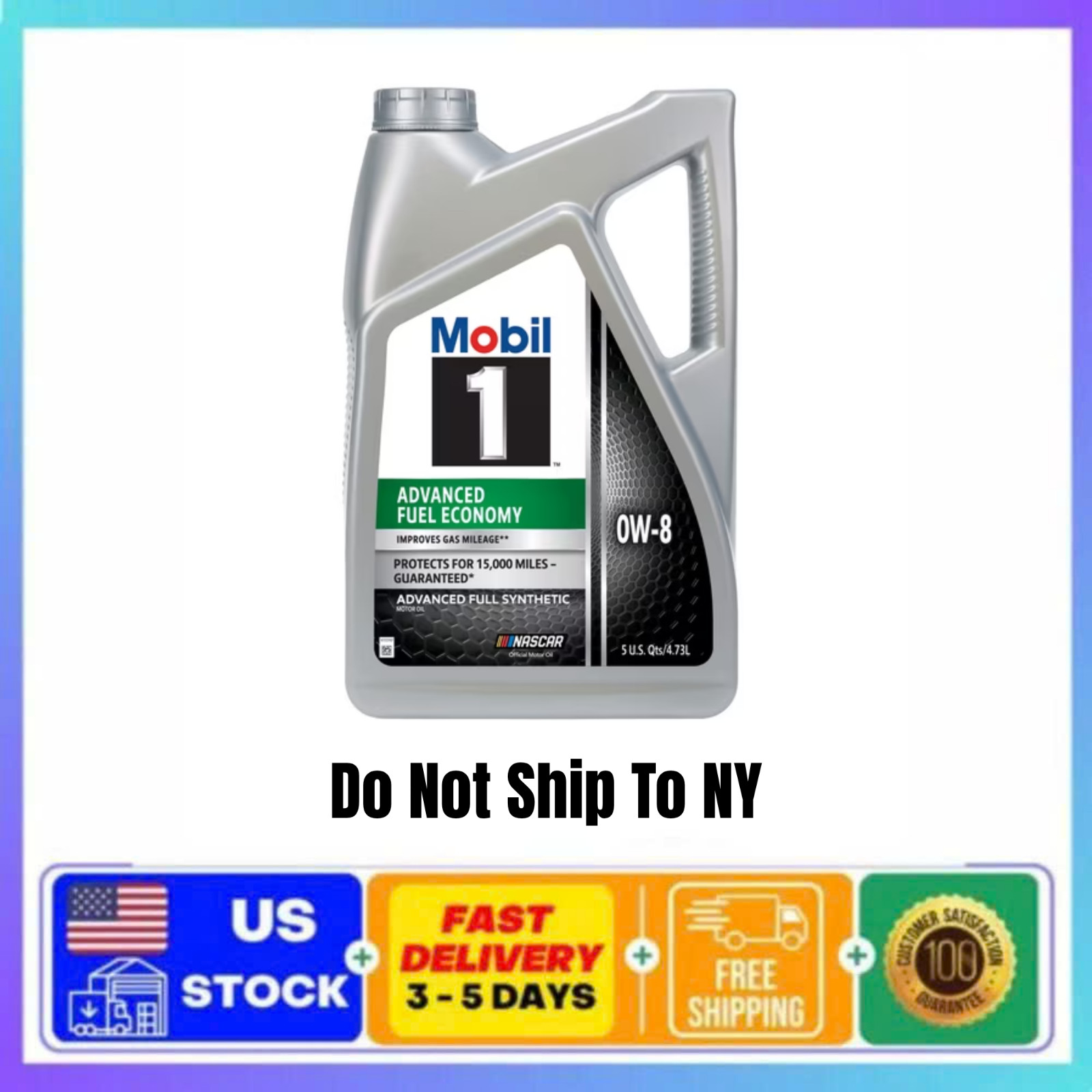 Mobil 1 Advanced Fuel Economy Full Synthetic Motor Oil 0W-8 5 Qt Full Synthetic