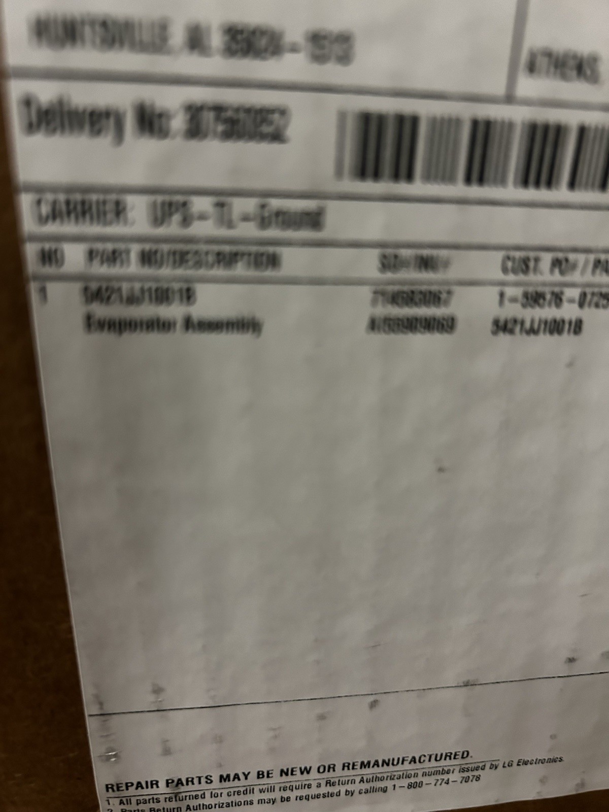 LG Evaporator Assembly 5421JJ1001B LG Evaporator Assembly 5421JJ1001B