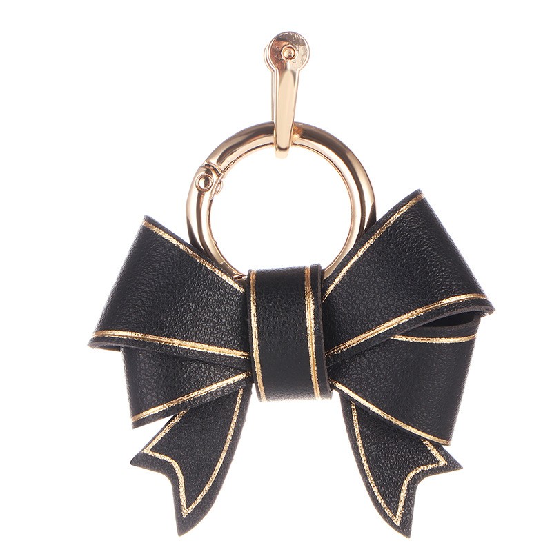 Elegant Gold-Edged Bow Charm - Luxury Style Keychain Pendant for Bags & Phones