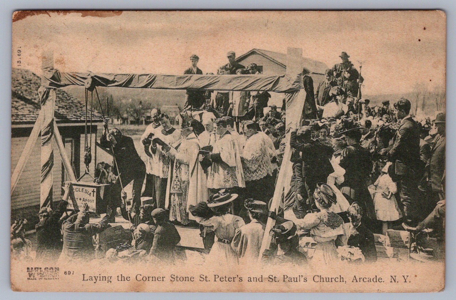 Laying Corner Stone St. Peter’s St. Paul’s Church Arcade NY Wyoming Co PC N6