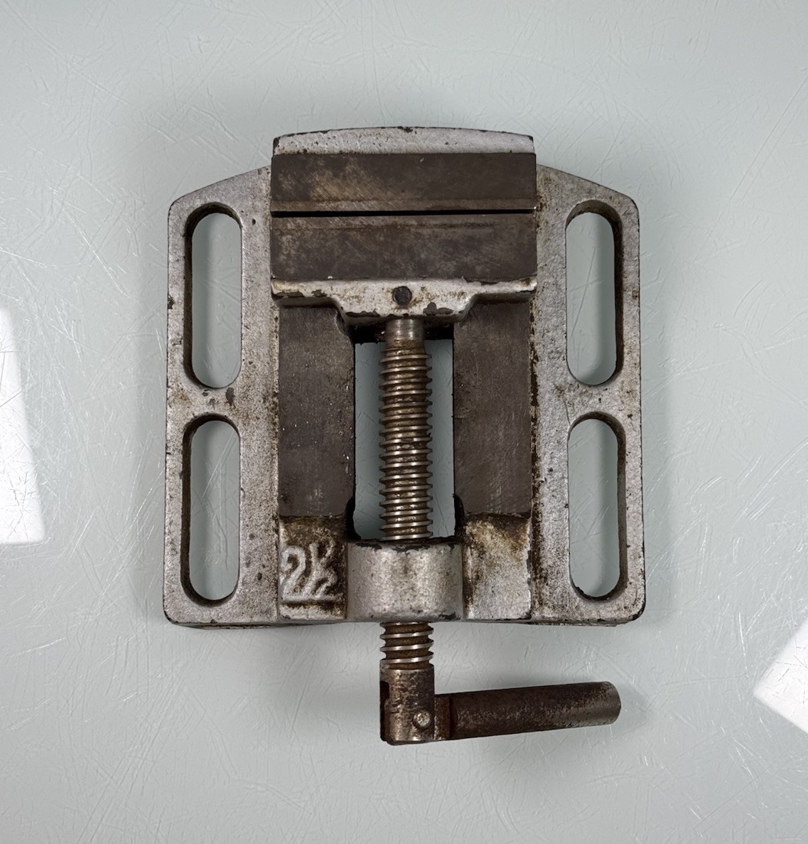 Vintage 2 1/2” 2.5” Small Heavy Duty Metal Flat Table Top Milling Vise - Silver