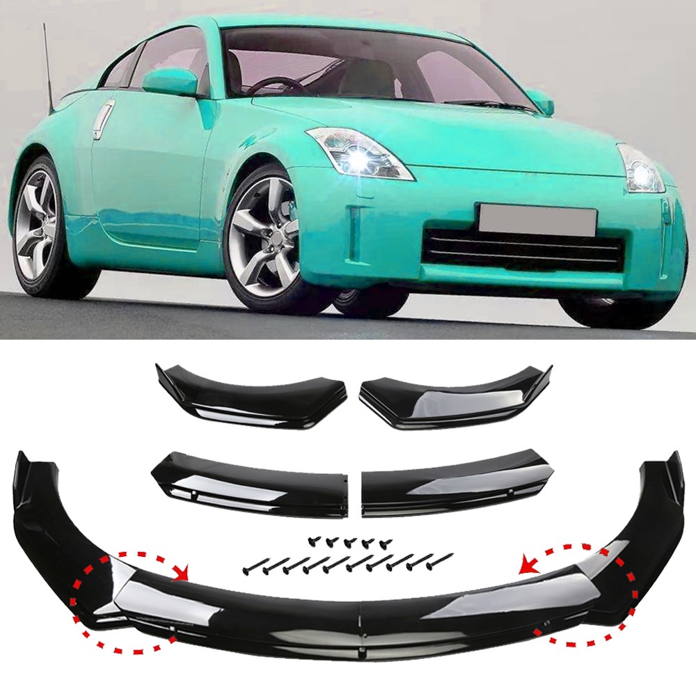 For Nissan 350Z 2006-21 Glossy Black Front Bumper Lip Spoiler Splitter Body Kit