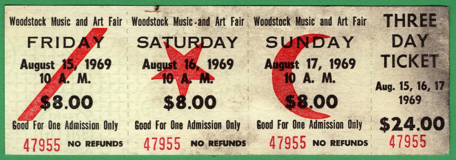 Woodstock Vintage 1969 3 Day Ticket