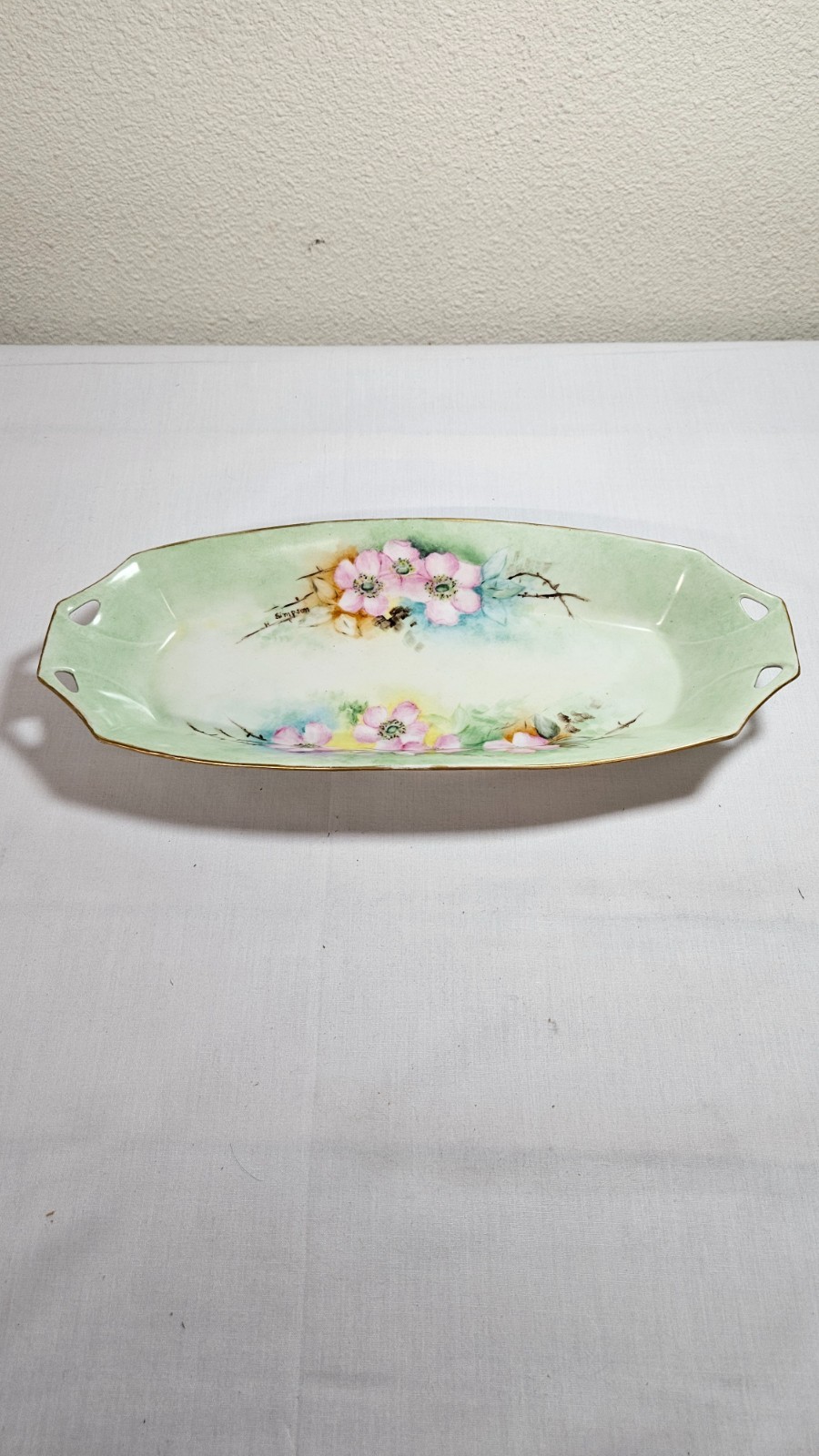 Antique O & EG Royal Austria hand painted 12.25 in celery dish