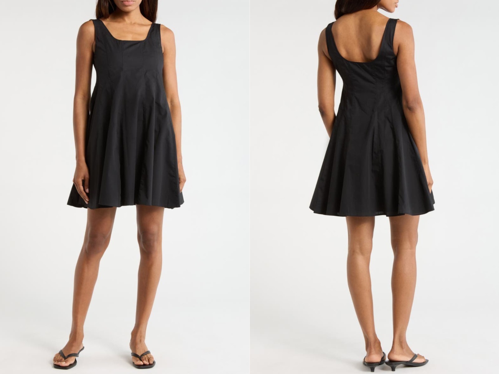THEORY Sleeveless Seam Poplin Skater Dress 2 NWT Black