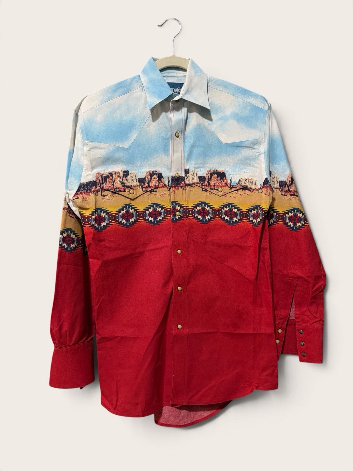 Vintage 90s Wrangler Brushpopper Button Up Shirt Southwest Aztec Cowboy Size S Vintage 90s Wrangler Brushpopper Button Up Shirt Southwest Aztec Cowboy Size S