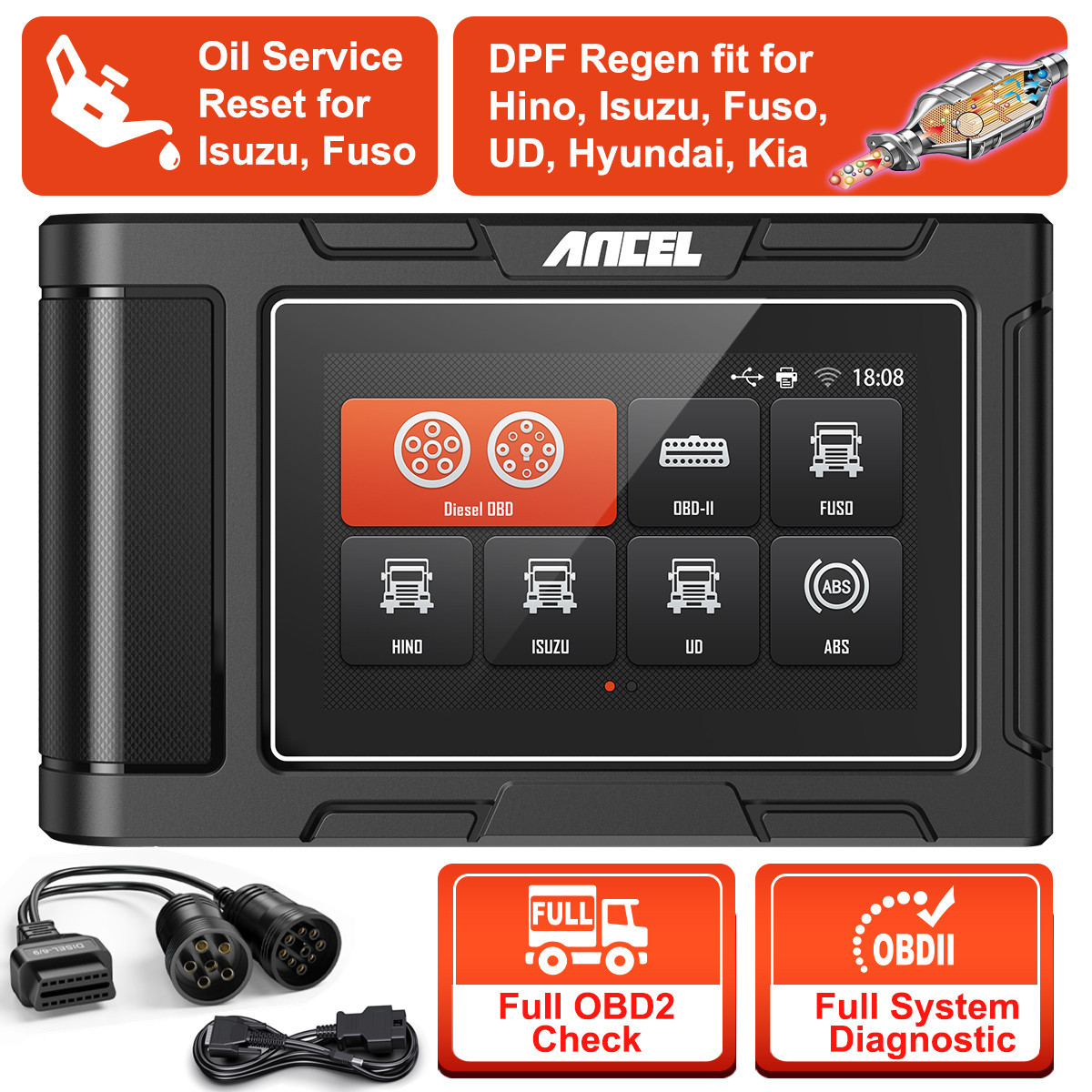 Full System Heavy Duty Truck Scanner OBD2 DPF Regen Tool for ISUZU HINO UD FUSO