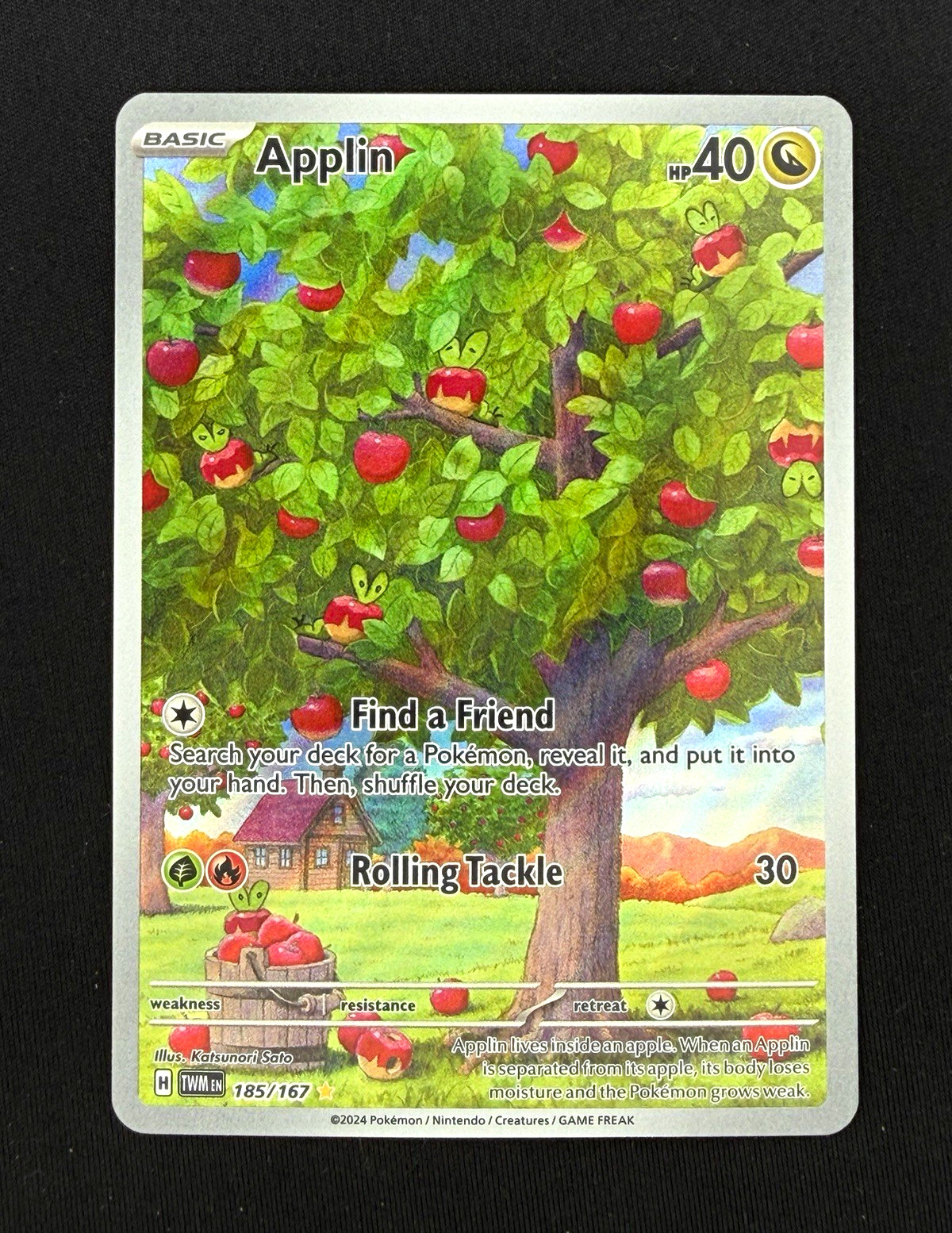 Pokémon TCG Applin 185/167 Sv06 Twilight Masquerade IR Holo Near Mint Pokémon TCG Applin 185/167 Sv06 Twilight Masquerade IR Holo Near Mint