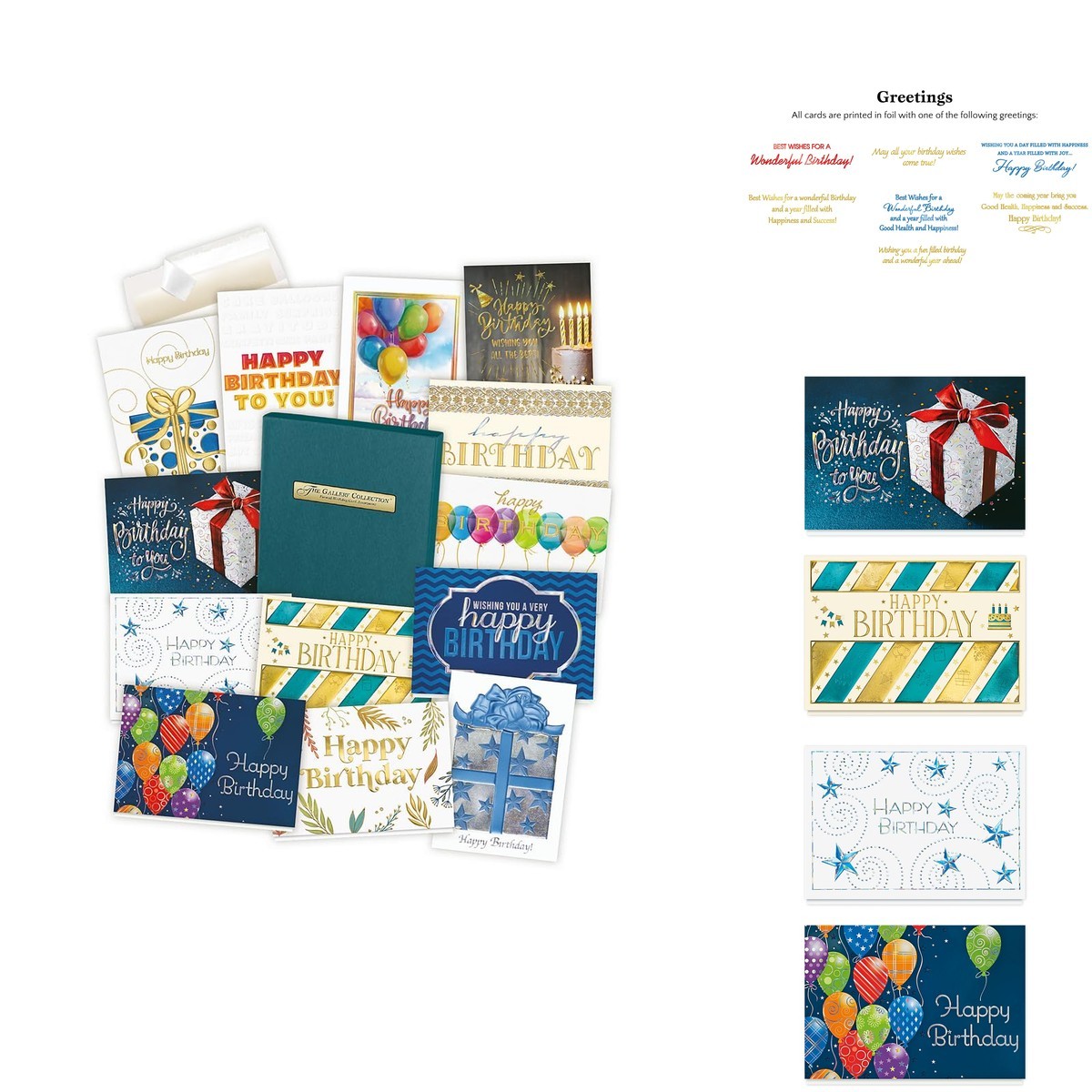 Gallery Collection Birthday Cards Assortment Box 35 Cards Foil & Embossing