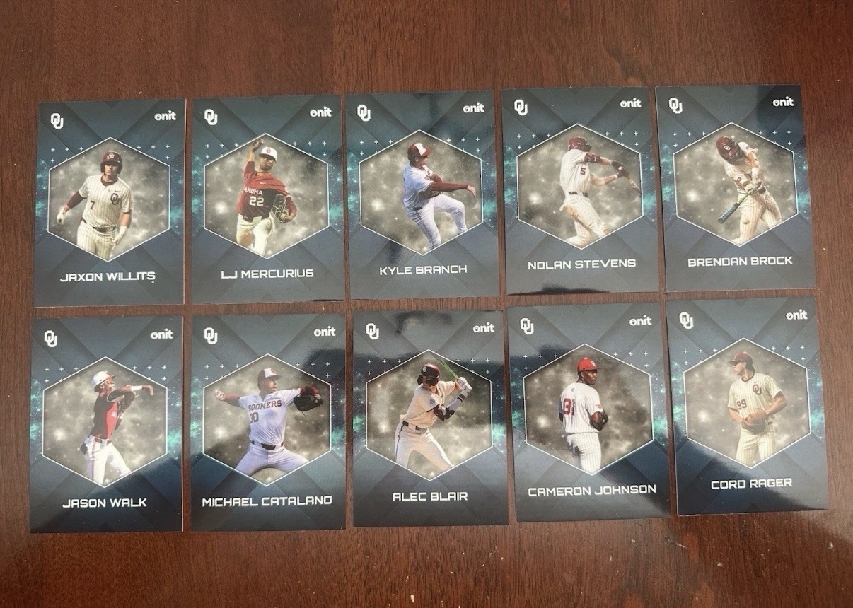 2026 Onit Athlete Oklahoma Sooners Baseball Gravity Series Complete 10 Card Set