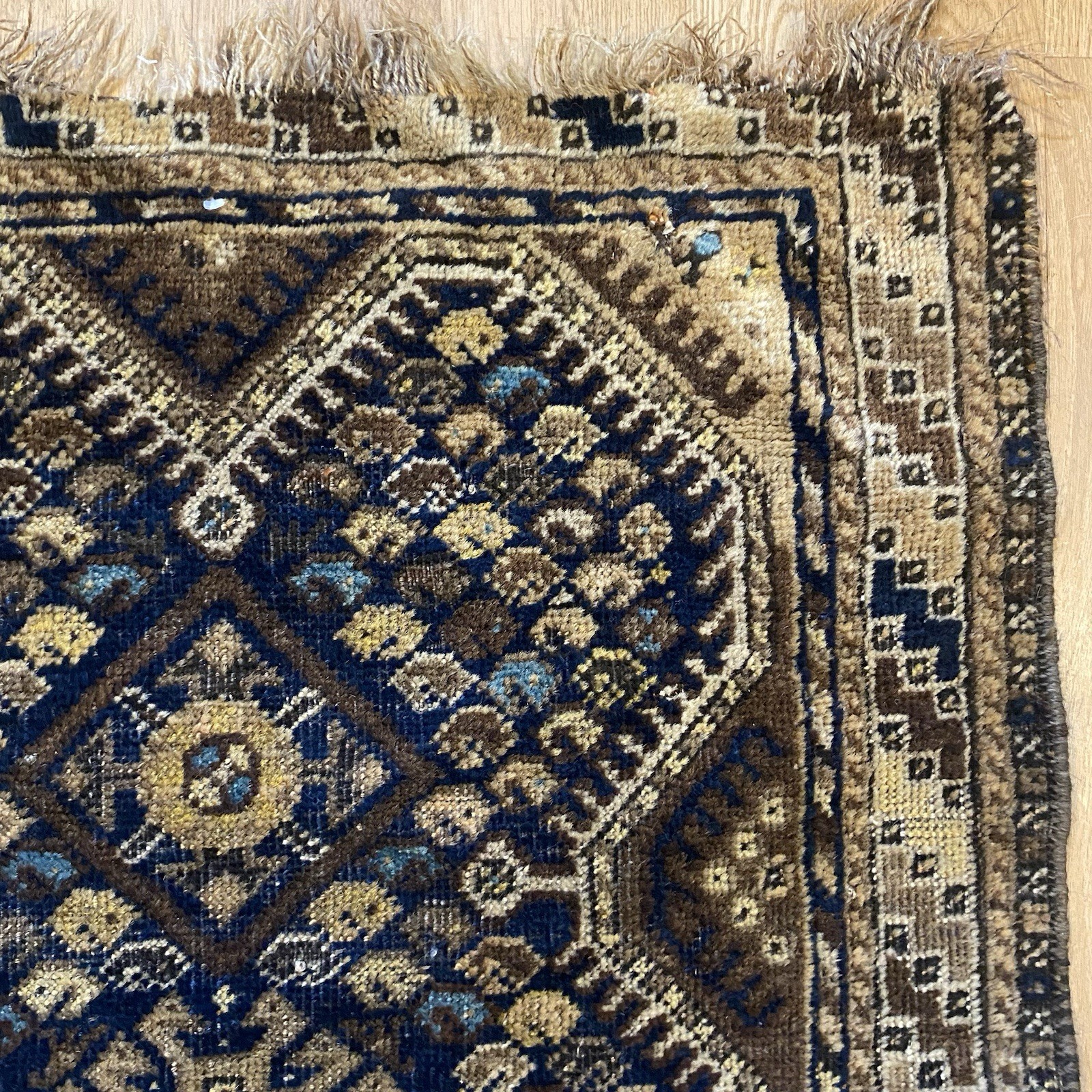 Vintage Rug 2' 7 x 3' 11 Blue Hand Knotted Oriental Rug Vintage Rug 2' 7 x 3' 11 Blue Hand Knotted Oriental Rug