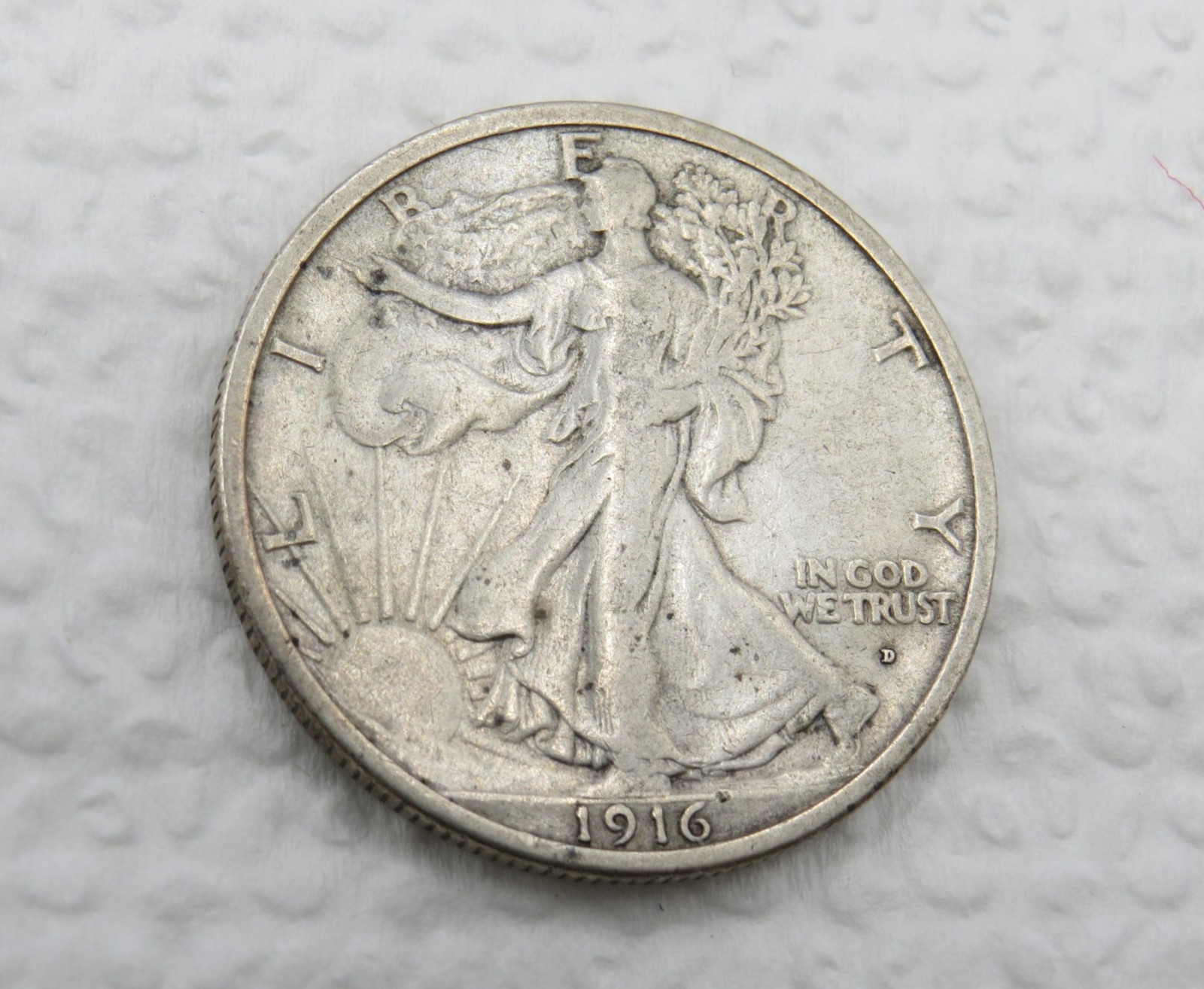 1916 D Walking Liberty Half Dollar - F / VF - Scarce Date 90% Silver 50C US Coin 1916 D Walking Liberty Half Dollar - F / VF - Scarce Date 90% Silver 50C US Coin