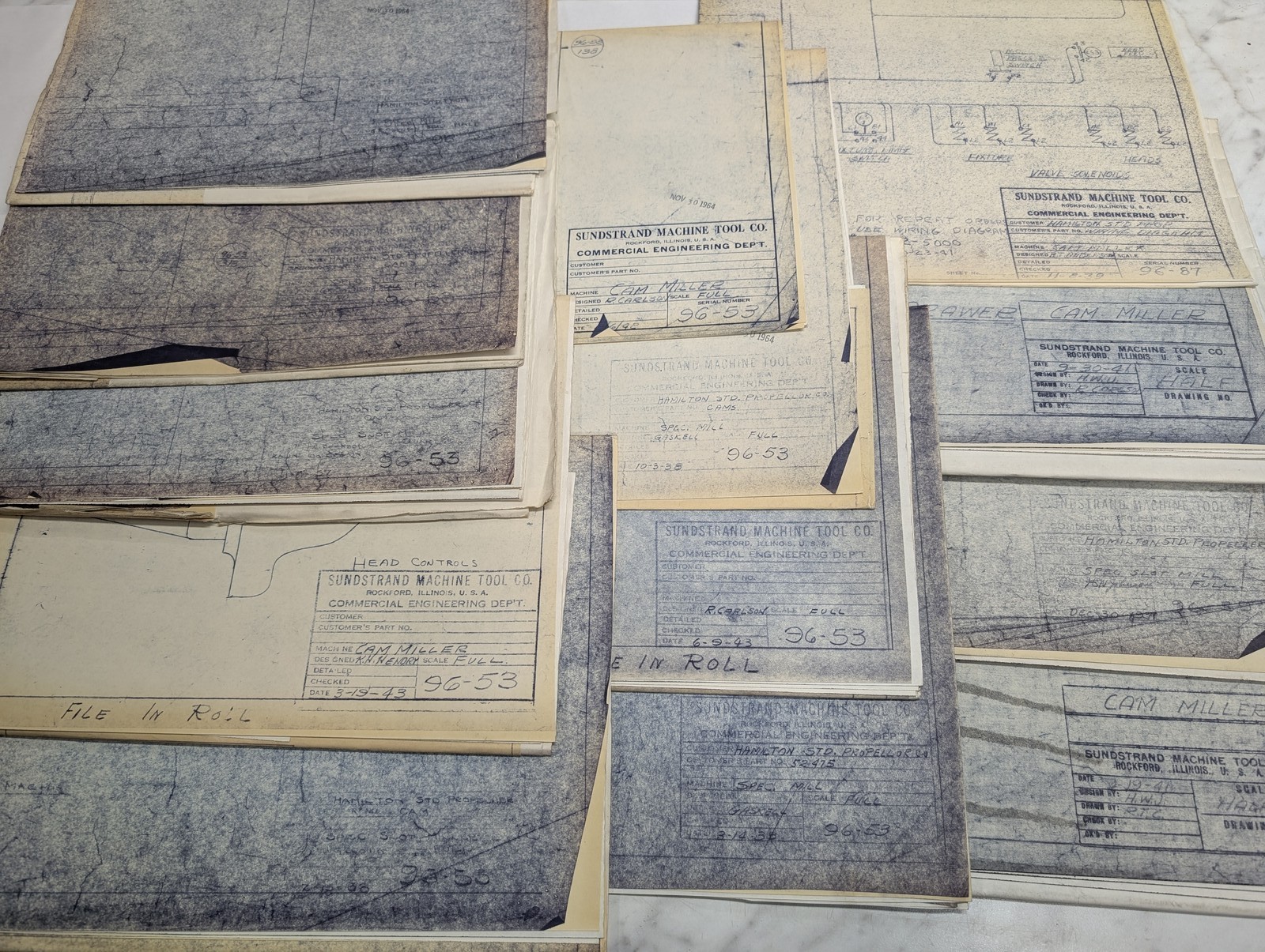 SUNDSTRAND MACHINE TOOL CAM MILLER DRAWING DIAGRAMS BLUE PRINTS INFORMATION LOT