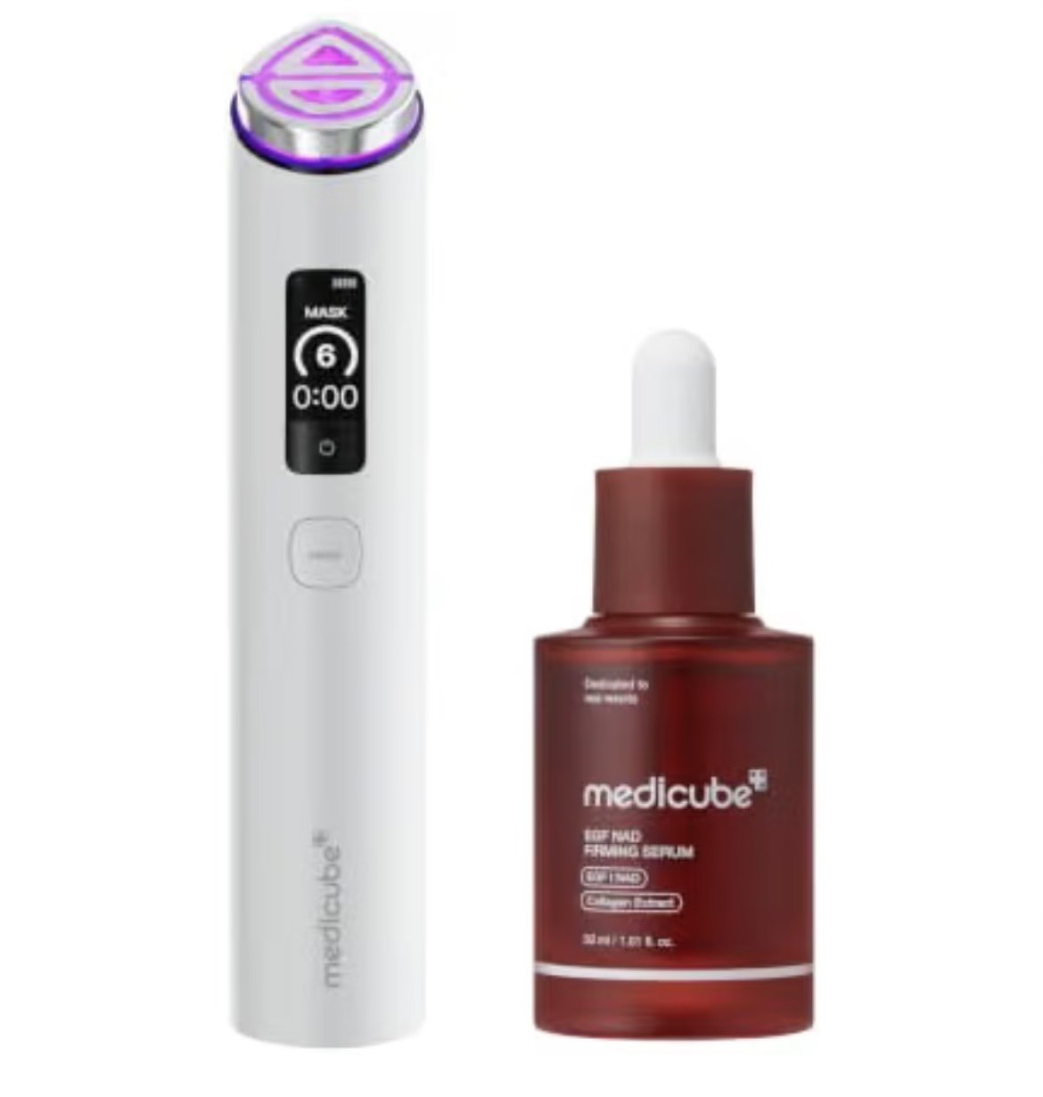 NEW Medicube Booster Pro X2 White 7-in-1 Glass Glow Device EGF Serum 2 Piece Set