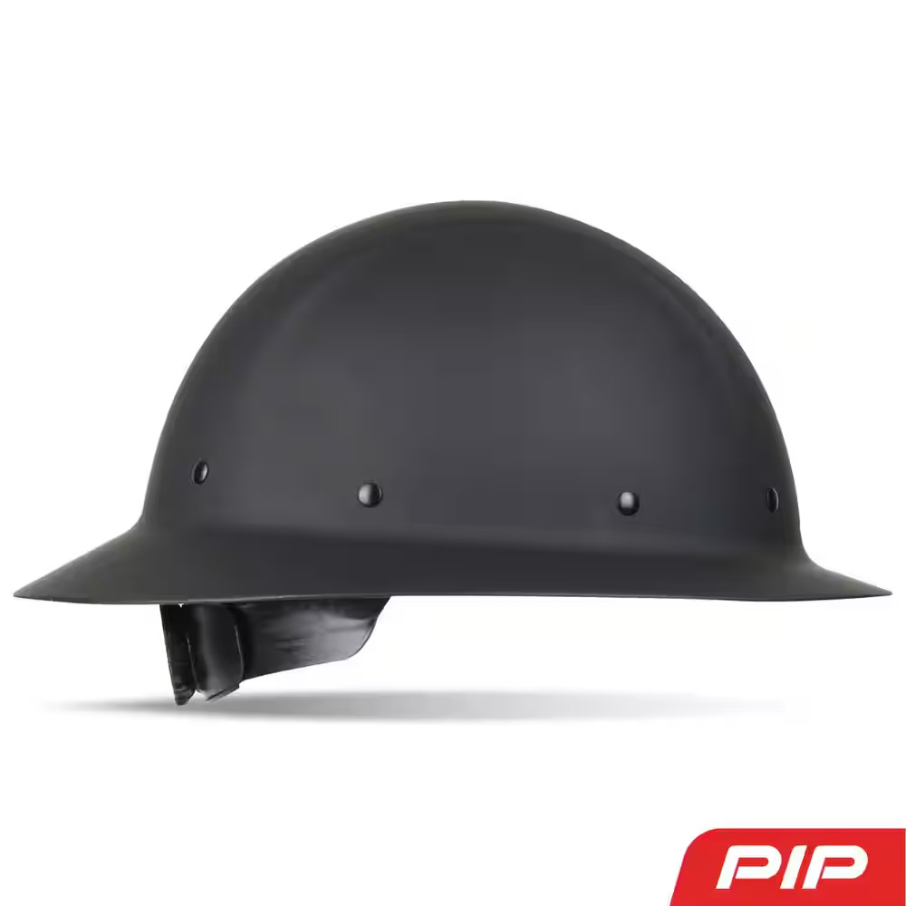 Dynamic Wolfjaw Black Type 1 Class G Full Brim Fiberglass Resin Hard Hat with 8-