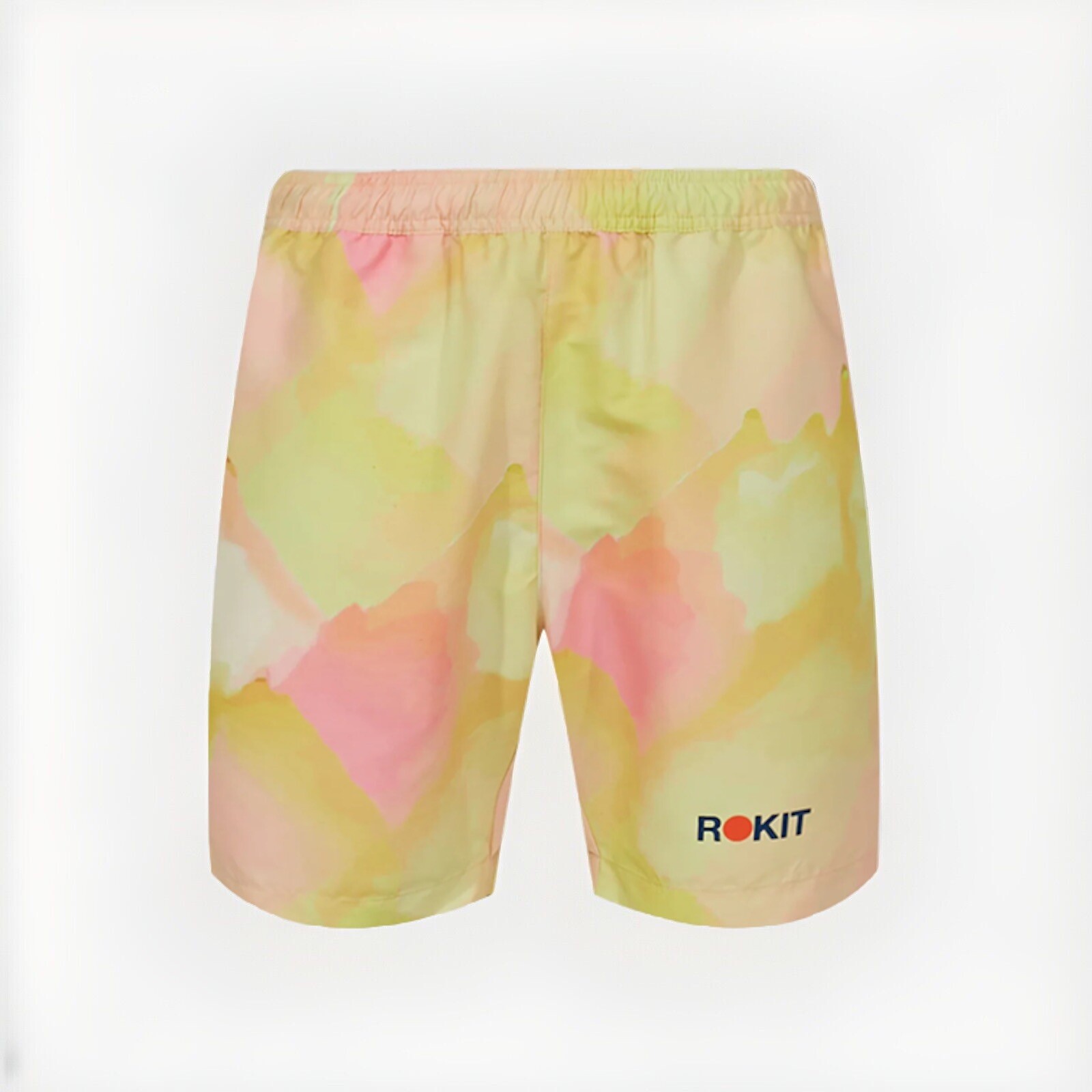 ROKIT Men’s ABSTRACT SHORTS Yellow/Multicolor Sz Large Inseam 8” Lightweight NEW