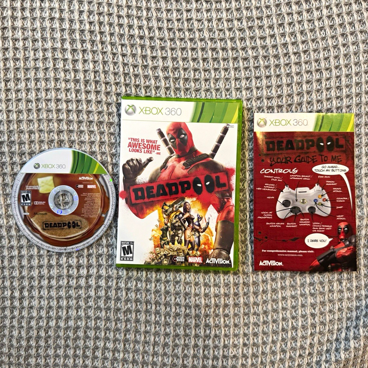 Deadpool - Xbox 360 MINT Disc w/ Case Manual Complete in Box Tested and Working Deadpool - Xbox 360 MINT Disc w/ Case Manual Complete in Box Tested and Working