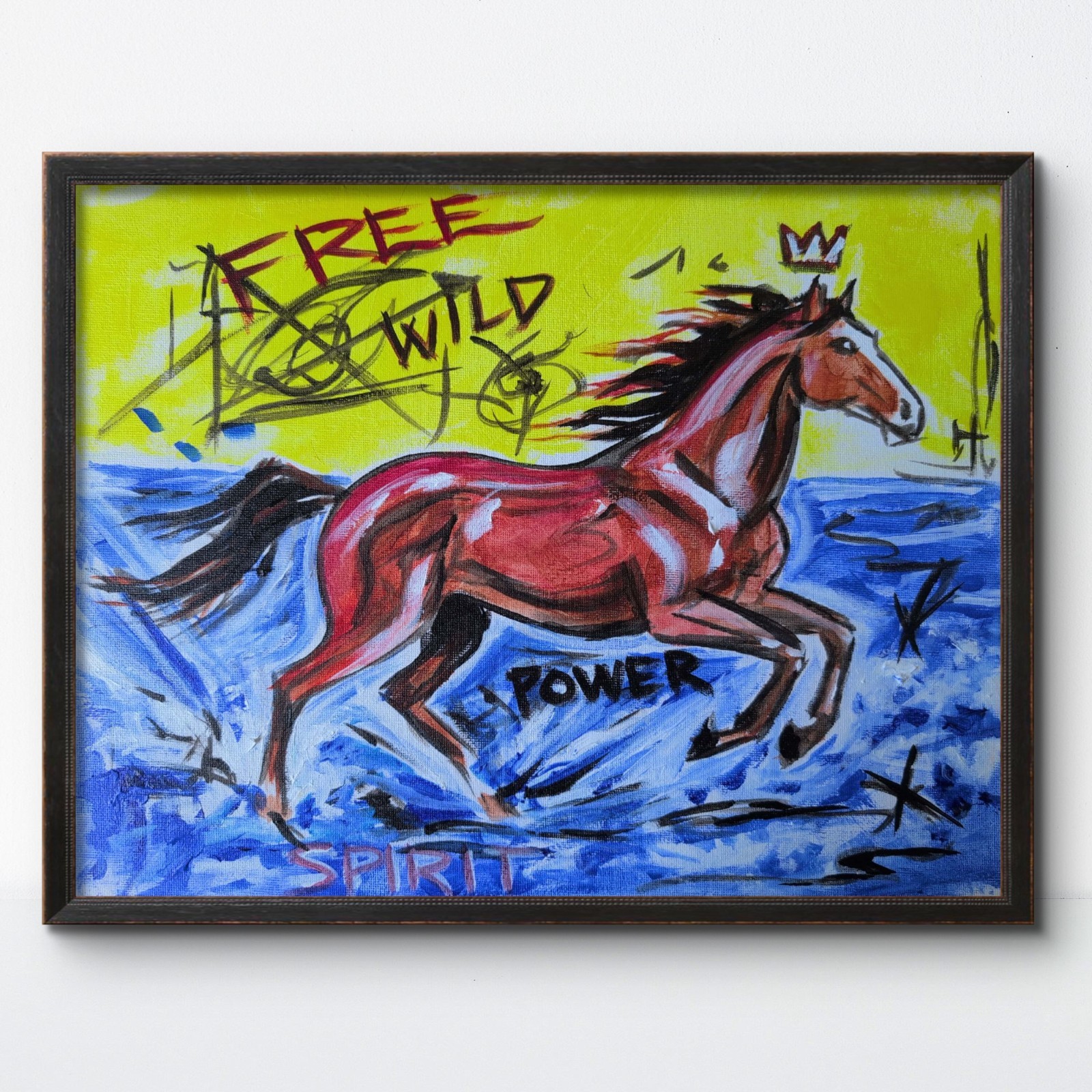 KYMA Original Hand Painted Expressionist Wild Horse Signed Acrylic Canvas Art