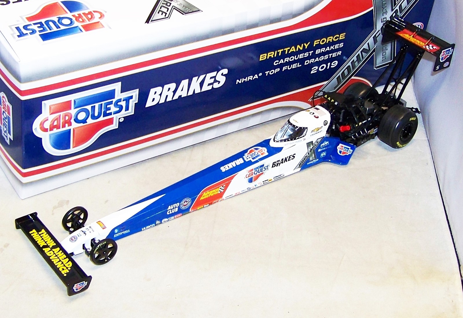 1:24 2019 AUTO WORLD NHRA TOP FUEL DRAGSTER BRITTANY FORCE CARQUEST BRAKES NIB