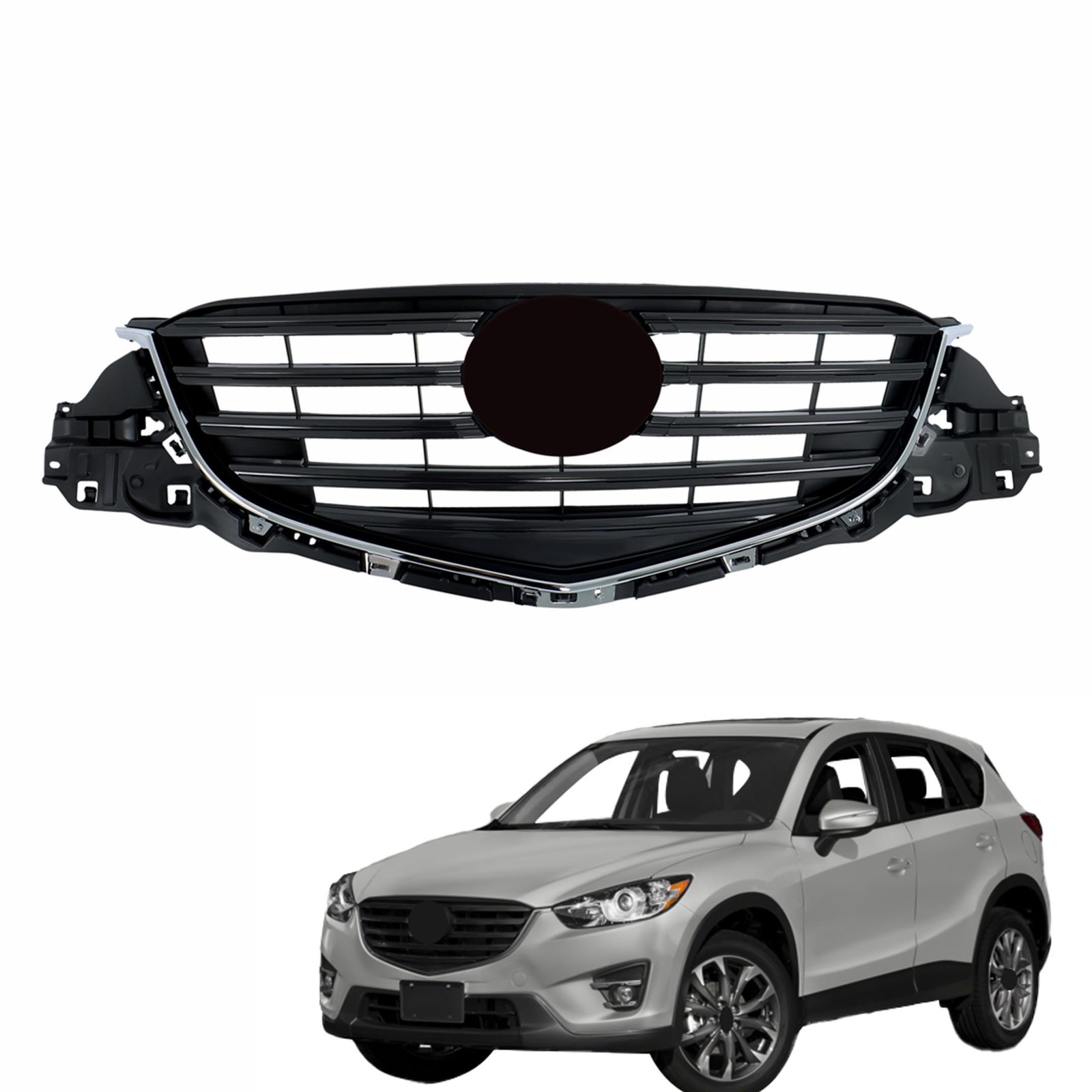 Front Upper Grille Black/Dark Gray Mazda CX-5 2015-2019