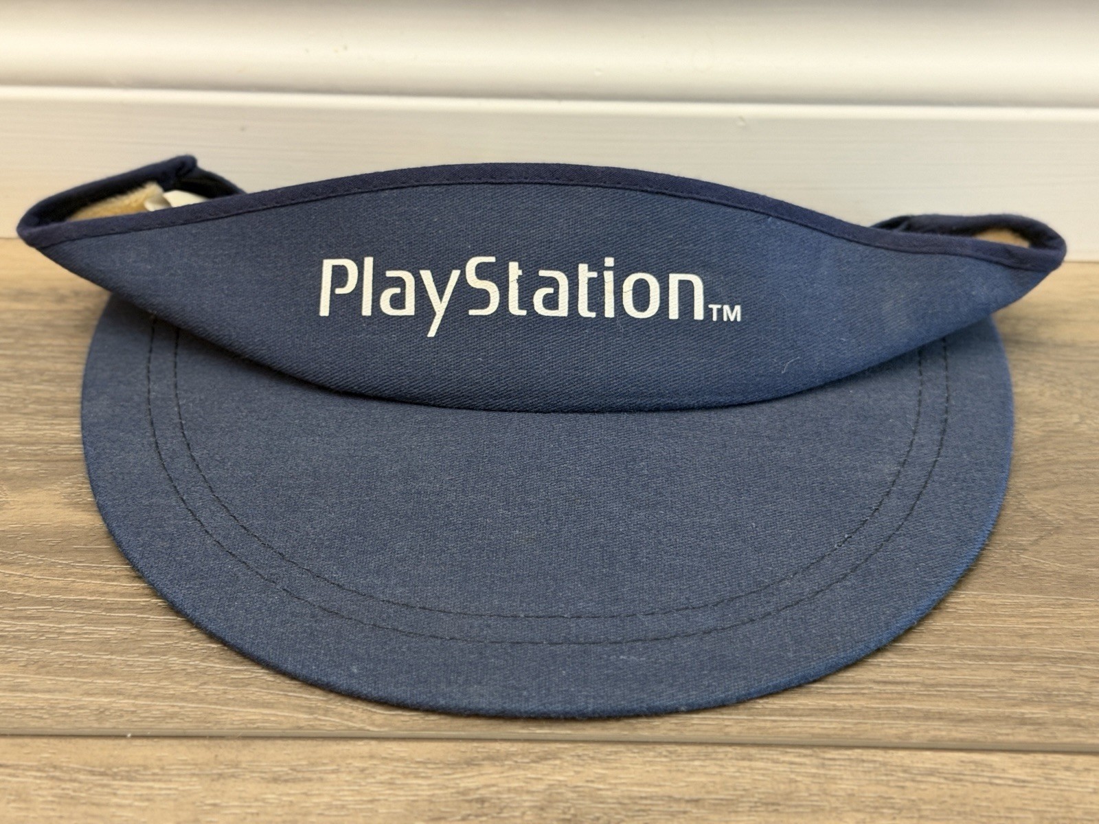 VTG PS1 PlayStation Logo Navy/Green Adjustable Visor Hat Made in USA - RARE