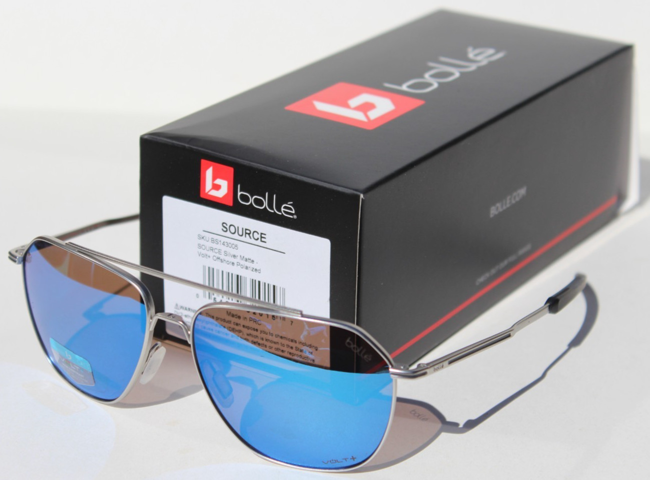BOLLE Source POLARIZED Sunglasses Silver Matte/Volt+ Offshore Blue NEW $170
