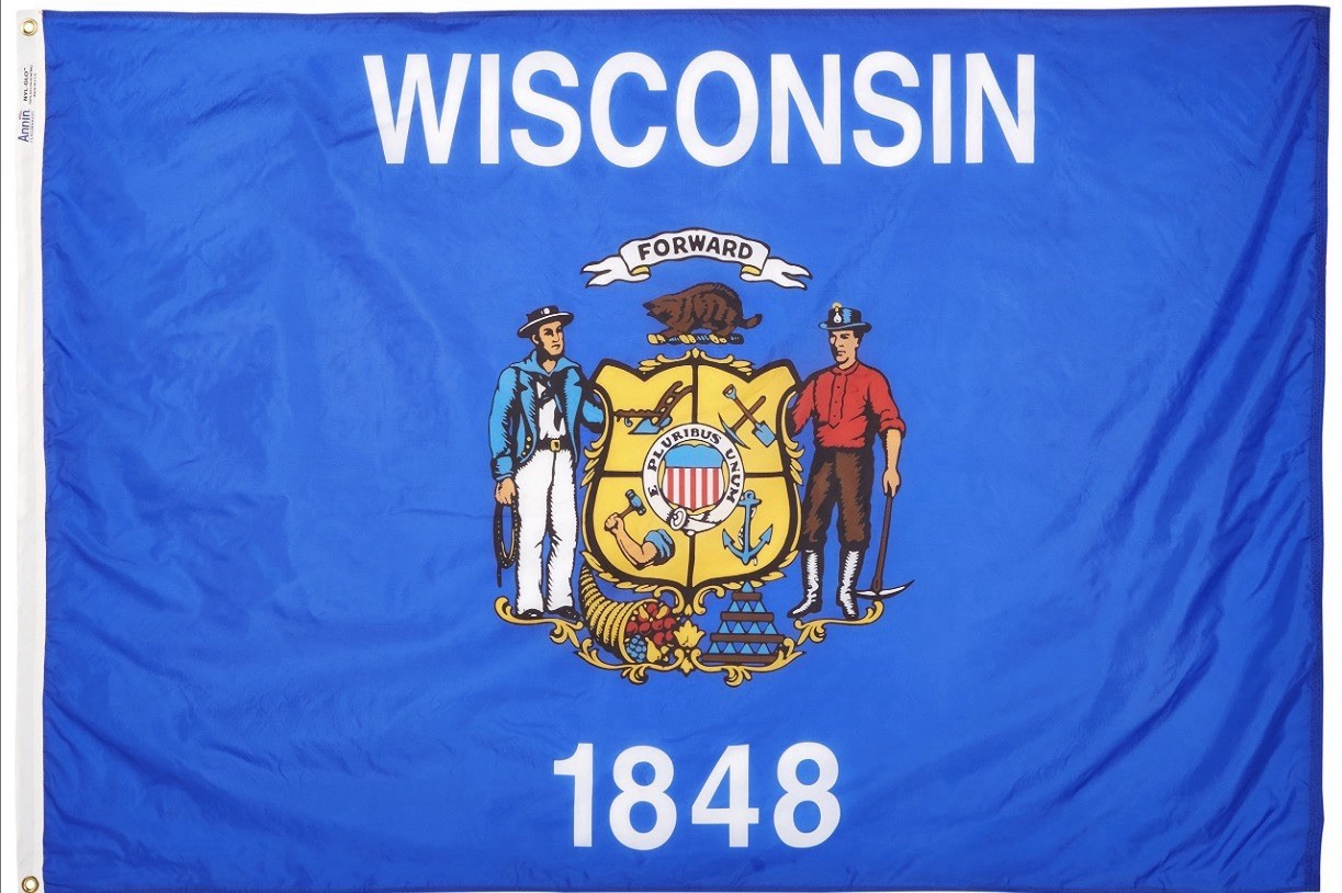 Annin Flagmakers 145970 Wisconsin State Flag, 4X6 Ft, Model 145970