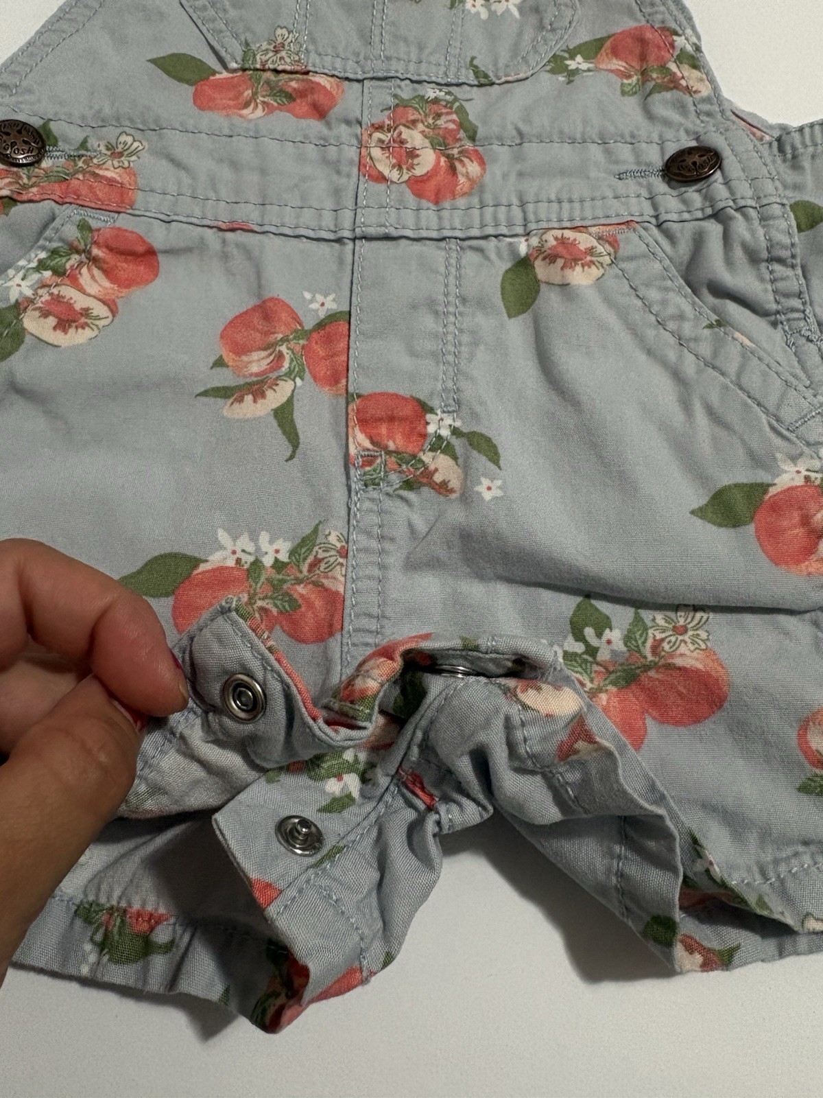 OshKosh B\'gosh Girls 2T Floral Denim Overall Romper, Adjustable Straps