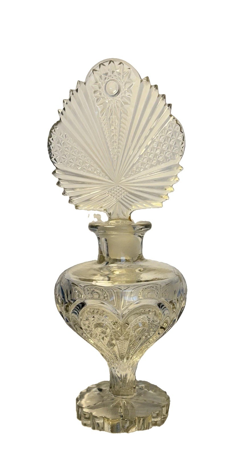 Vtg Perfume Bottle Imperial Glass Zipper Heart W Crystal Dauber 9 3/4” Colossal Vtg Perfume Bottle Imperial Glass Zipper Heart W Crystal Dauber 9 3/4” Colossal
