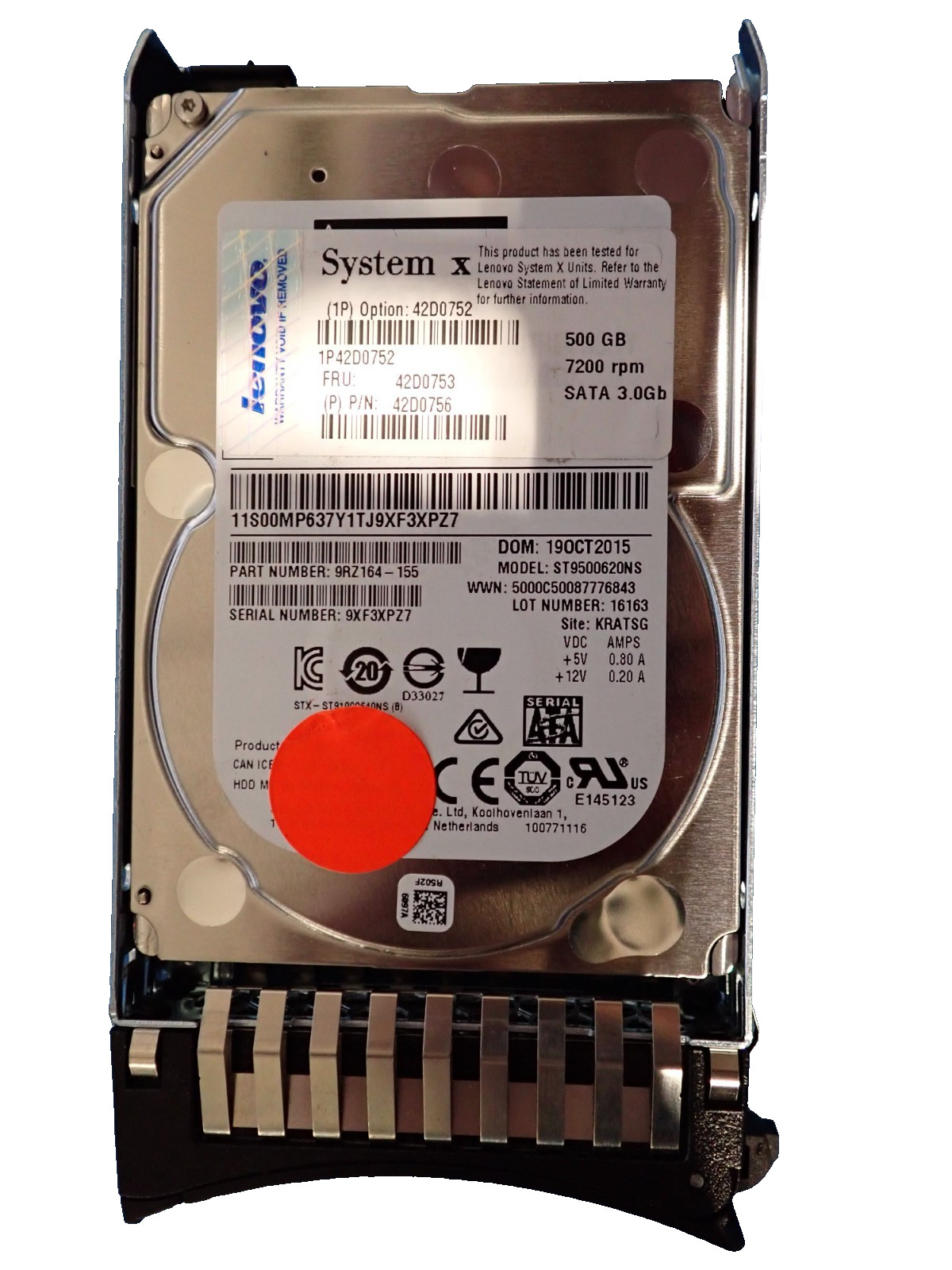 IBM 42D0753 ST9500620NS 500GB 7200RPM 6GBPS 2.5\