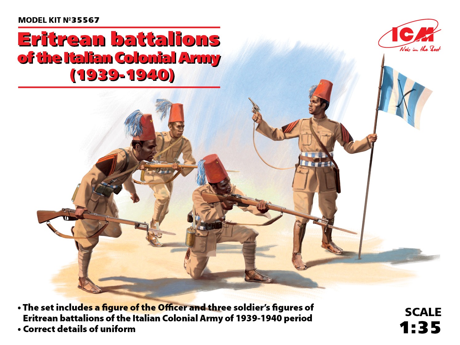 ICM 35567 Eritrean Battalions of the Italian Colonial Army 1/35 Scale Model Kit ICM 35567 Eritrean Battalions of the Italian Colonial Army 1/35 Scale Model Kit
