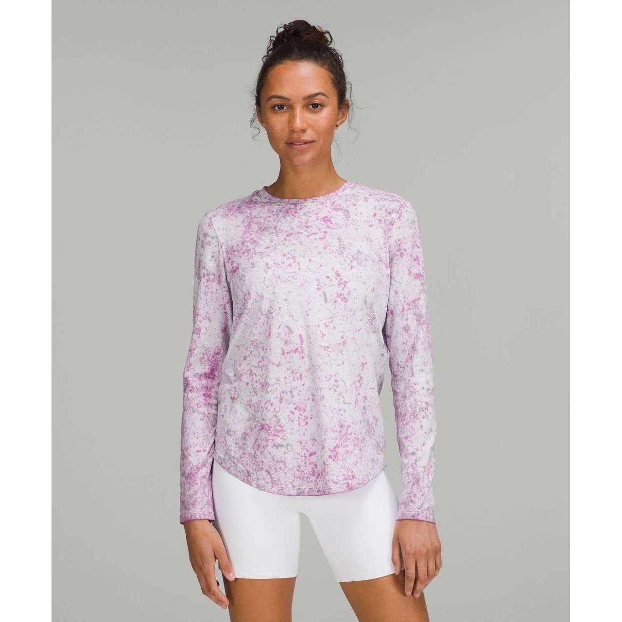 Lululemon Love Long Sleeve Shirt Pink Grey Acid Wash Marble Top Size 6
