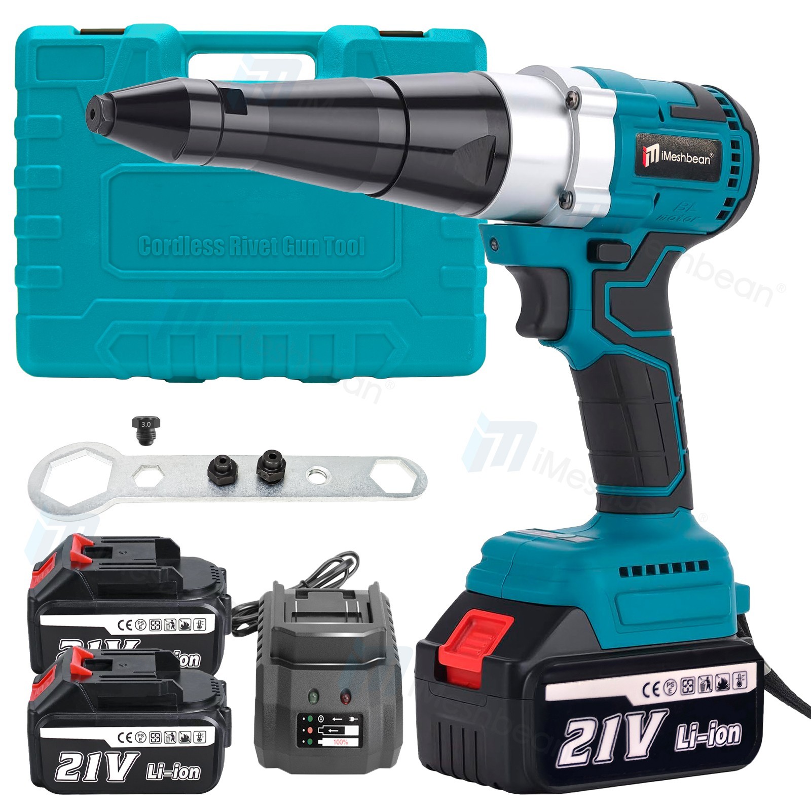 Cordless Rivet Gun 2×5.5Ah Battery Automatic Electric POP Blind Riveting Riveter Cordless Rivet Gun 2×5.5Ah Battery Automatic Electric POP Blind Riveting Riveter