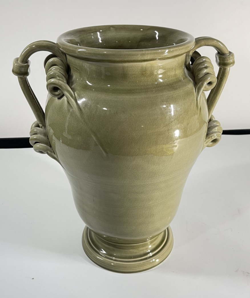 Large Italian Glazed Ceramic Urn Vase Large Italian Glazed Ceramic Urn Vase