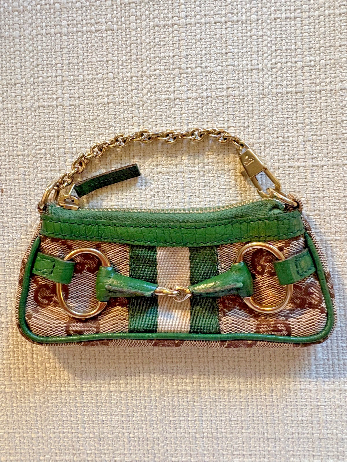 Gucci GG Monogram Horsebit Micro Pouch Coin Purse Vintage