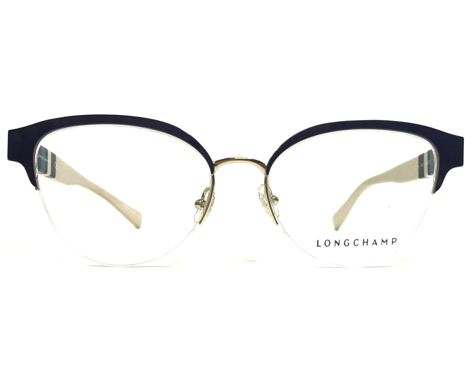 Longchamp Eyeglasses Frames LO2110 424 Blue Beige Round Cat Eye 53-17-140 Longchamp Eyeglasses Frames LO2110 424 Blue Beige Round Cat Eye 53-17-140