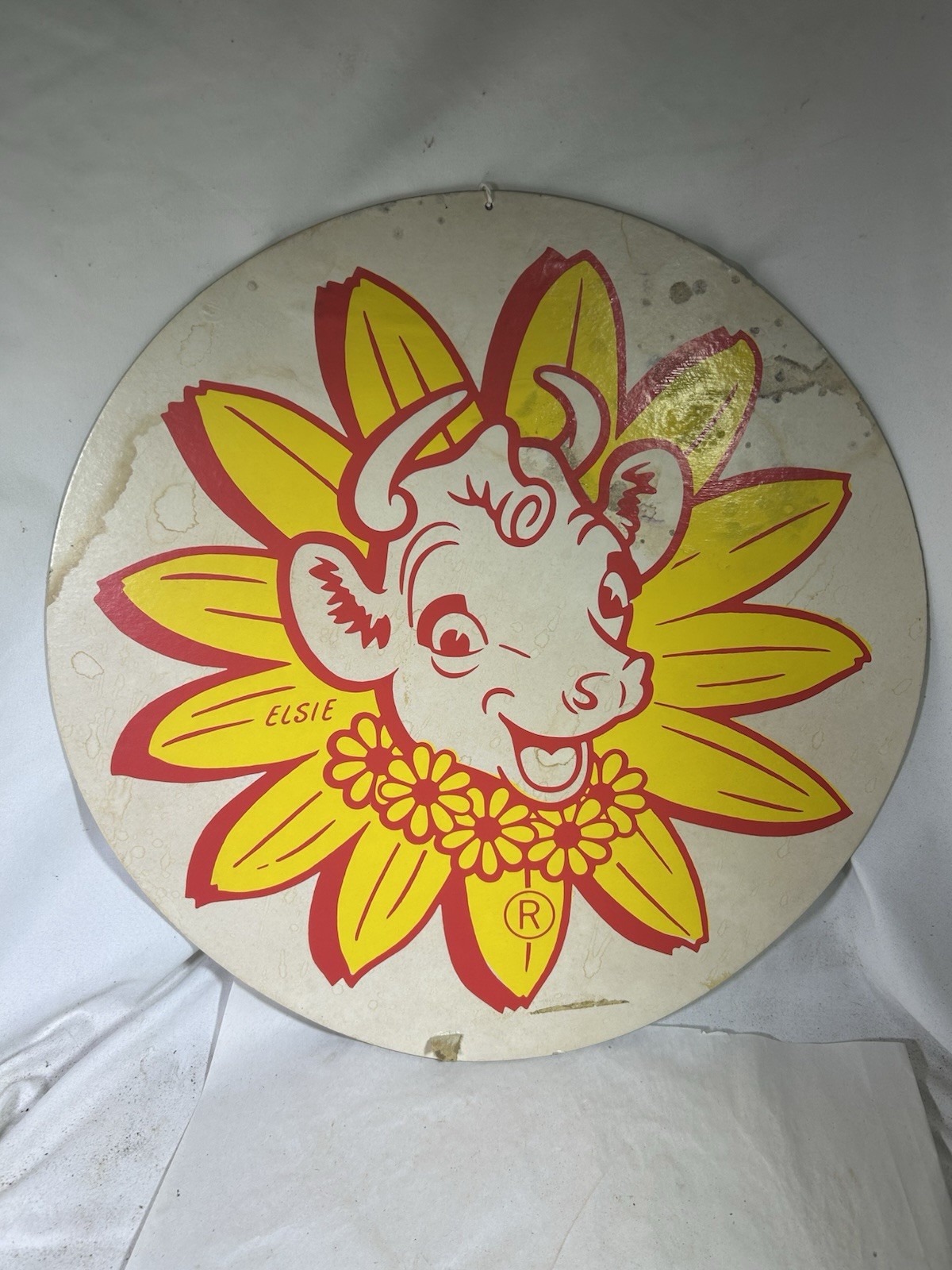 Vintage Borden's Dairy Elsie Cow Cardboard Advertising Sign Double Sided 18