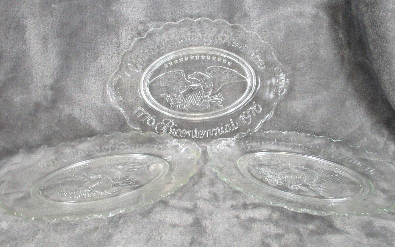 Avon Collector Plate United States Of America 1776 1976 Bicentennial Glass 3 Pcs