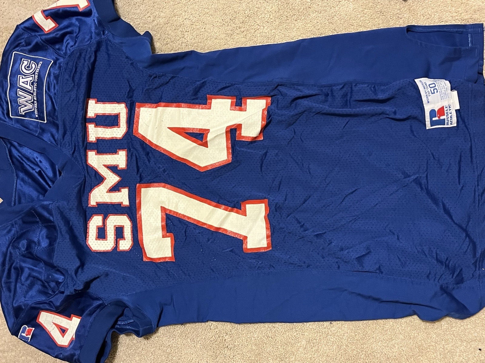 Russell Athletic SMU #74 Blue Football Jersey College WAC. Russell Athletic SMU #74 Blue Football Jersey College WAC.