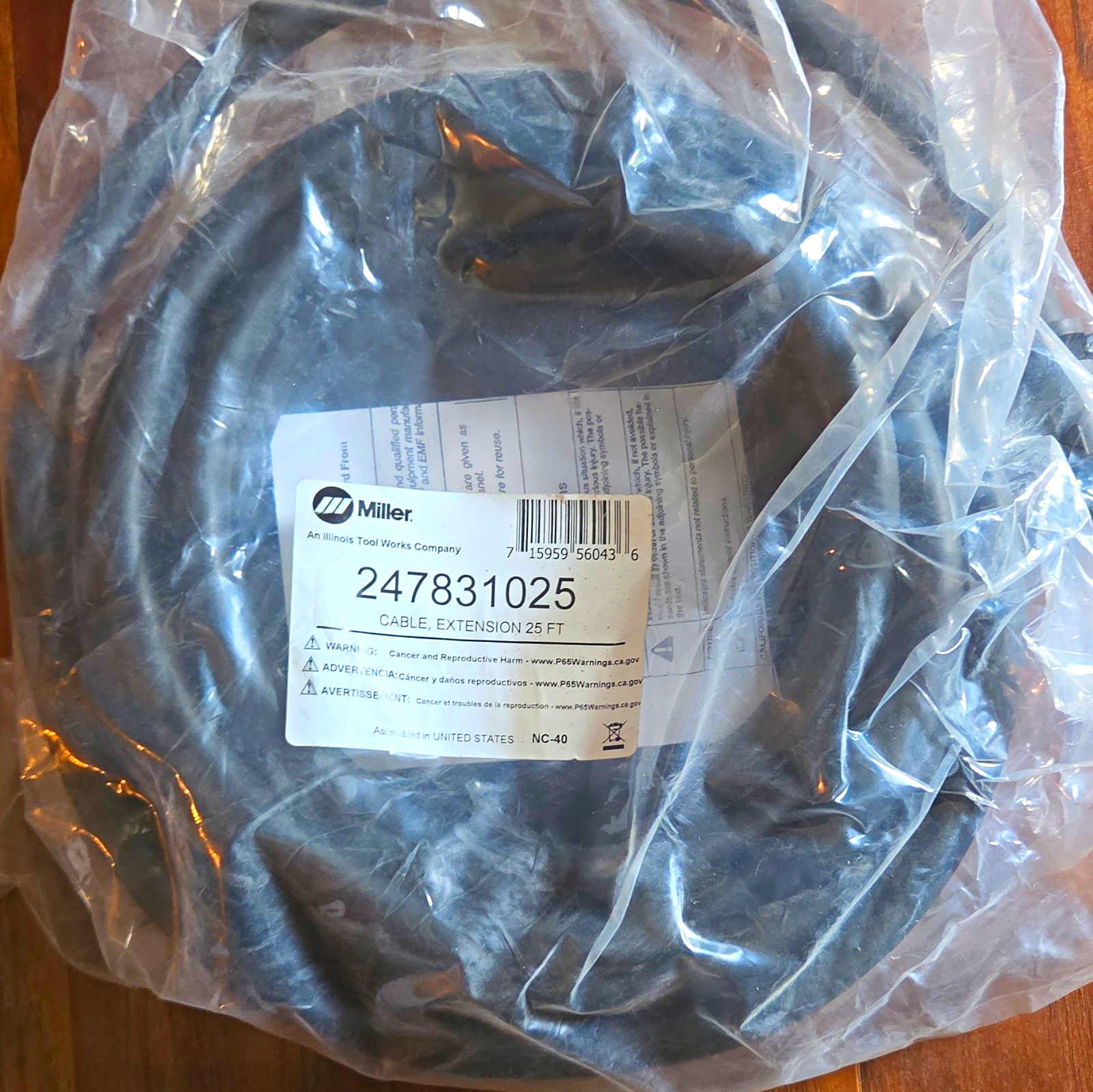 Miller Electric Welding Cable Extension 25 ft, MPN 247831025