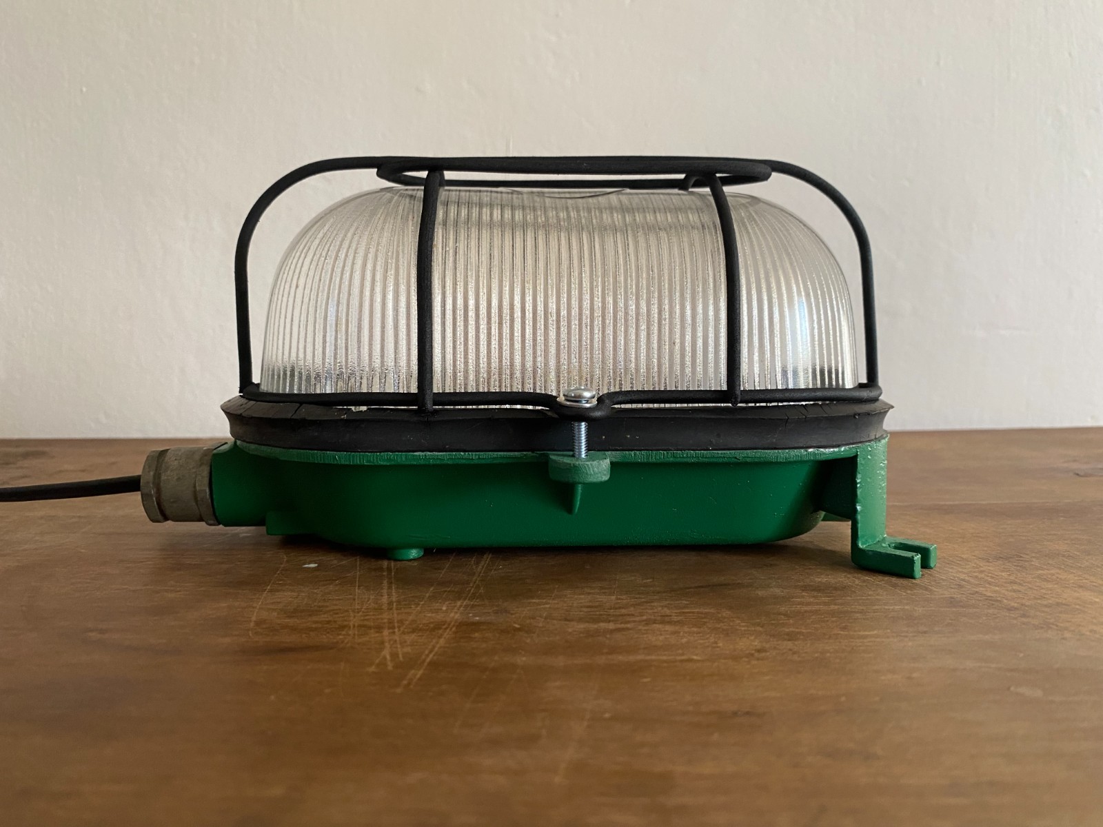 Vintage Industrial Bulkhead Wall Light Green Cage Lamp Factory Marine KPA 262