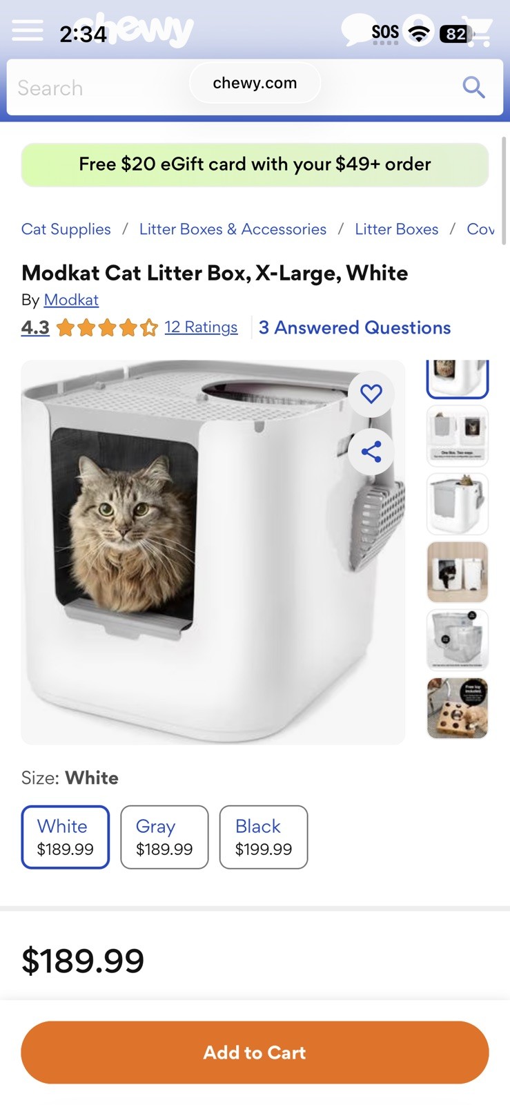 Modkat® Flip Litter Box, Front-Entry, Full Height Seamless Base, Reusable L Modkat® Flip Litter Box, Front-Entry, Full Height Seamless Base, Reusable L
