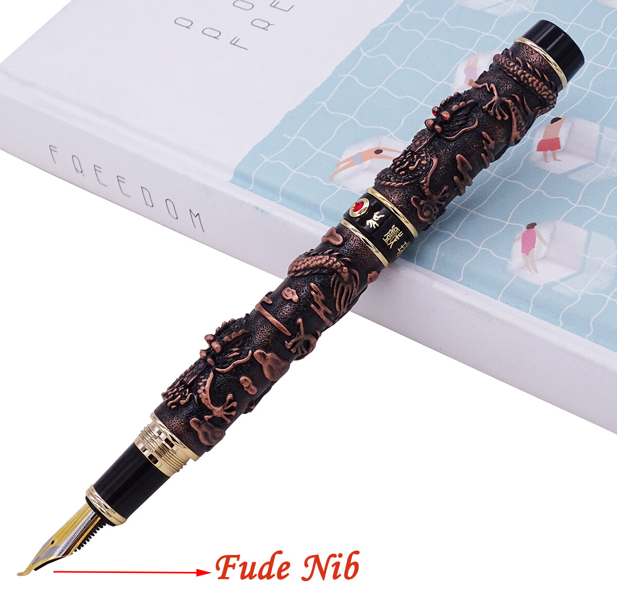 Jinhao Metal Calligraphy Pen Fountain Pen Vintage Double Dragon / Phoenix Gift