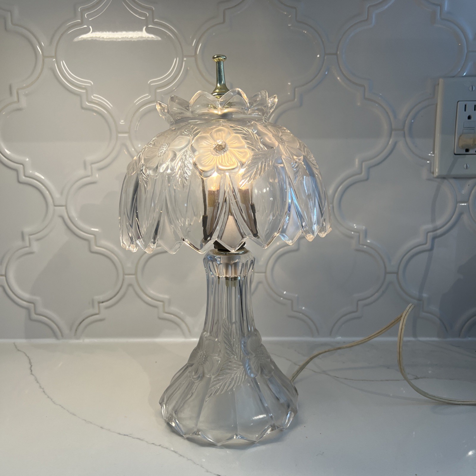 Anne Hutte Bleikristall Lead Crystal 24% Boudoir Lamp Working Rare Vintage 4.14